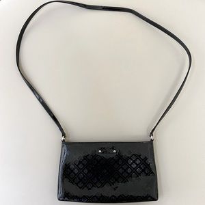 Kate Spade Patent Leather, Spade Print, Black Cross Body in Excellent Condition